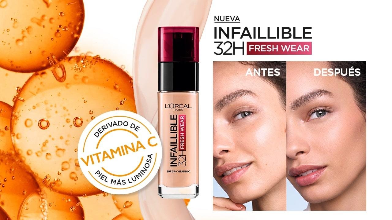  L'Oreal Paris - Maquillaje base en polvo Infallible Fresh Wear,  hasta 24 horas de uso, Vanilla 120 (vainilla 120) : Belleza y Cuidado  Personal